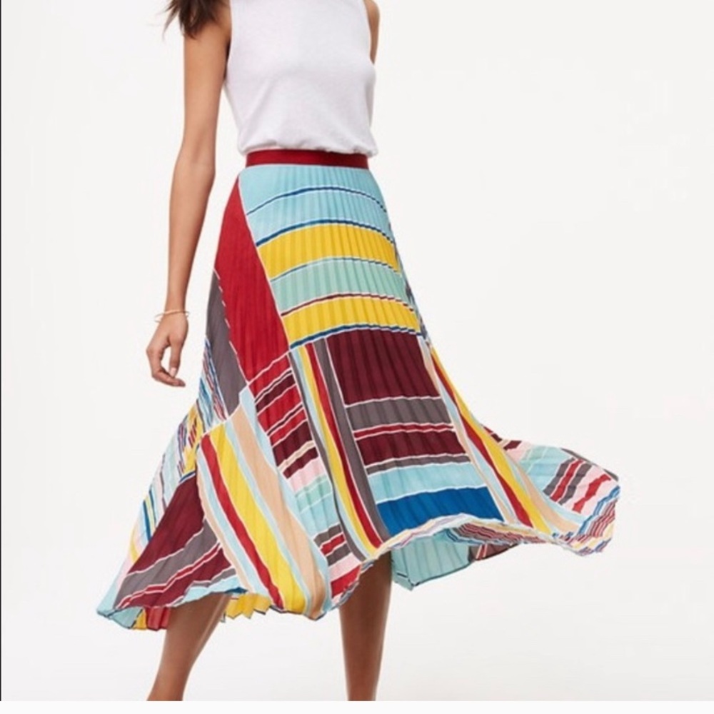 Loft cabana stripe pleated skirt